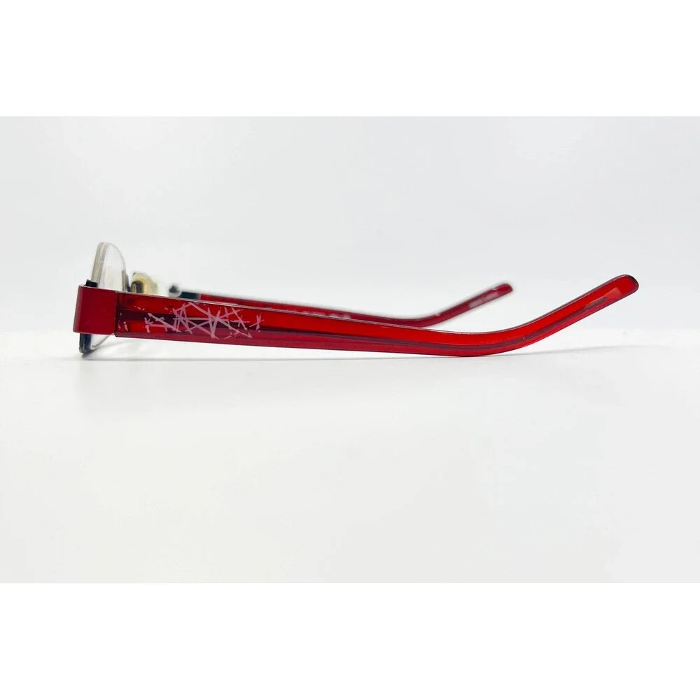 aJ 158 Eyeglasses Frames Womens Red Half Rim Oval 51-17-135